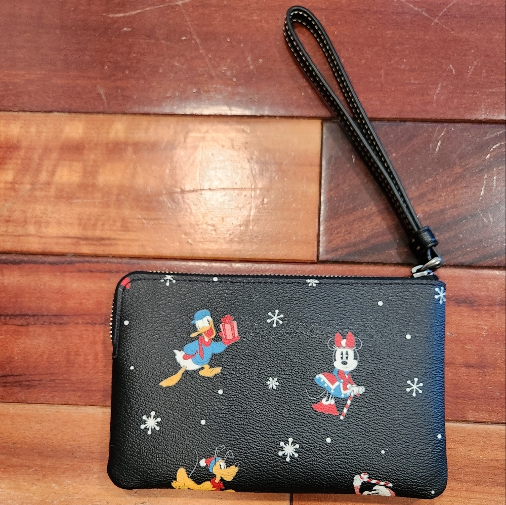 NWOTs Disney X Coach Corner Zip Wristlet With Holiday Print - Picture 3 of 3